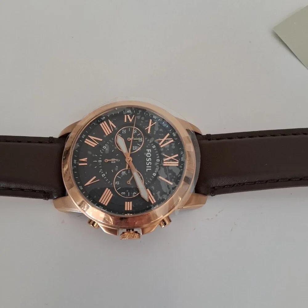 Fossil Men’s Grant Chronograph Watch – Rose Gold/Brown (Model FS5068IEM)
